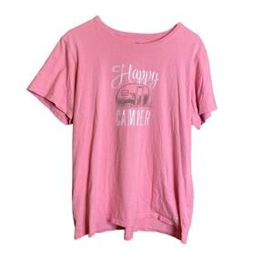 Pink Life is Good Happy Camper T Shirt Tall XL